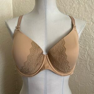 Soma Embraceable Perfect Coverage Nude Beige Lace Trim Bra 40D Convertible